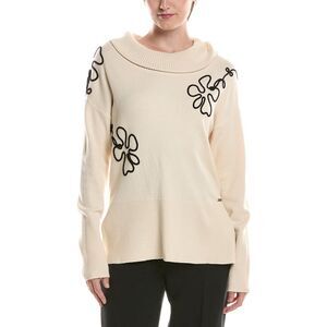 Picadilly Womens  Floral Embroidered Sweater, Beige